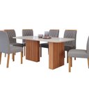 Ver imagem 2 de Conjunto Sala de Jantar 6 Lugares Retangular Tampo de Vidro/MDF Ester Cadeiras Juliana Wood Marrom/C