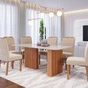 Ver imagem 1 de Conjunto Sala de Jantar 6 Lugares Retangular Tampo de Vidro/MDF Ester Cadeiras Paola Wood Marrom/Cin