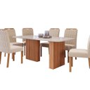 Ver imagem 2 de Conjunto Sala de Jantar 6 Lugares Retangular Tampo de Vidro/MDF Ester Cadeiras Paola Wood Marrom/Cin