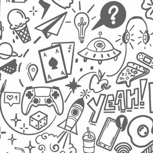 Papel de Parede Infantil Cartoon Cinza Sonhos 4251