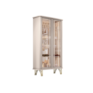Cristaleira com 02 Portas Vidro Évora Sala de Jantar Off White - Montanaris Decor