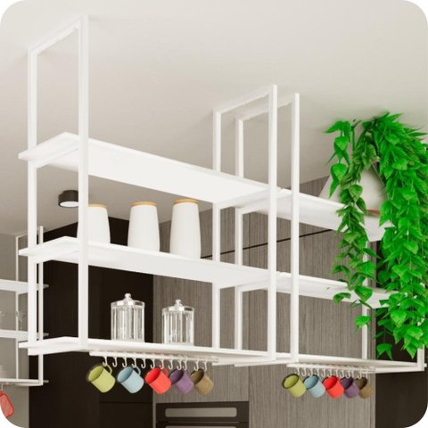 Prateleira Estilo Industrial Suspensa Teto Cozinha 1mt B.B