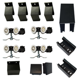 Kit Trilho Correr 3,00m 35x35 Alumínio Preto p/ Duas Portas de 75cm - RDA-4 - 2