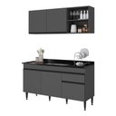 Ver imagem 2 de Armário Cozinha Modulada Compacta com Pia 150cm Milano Multimóveis MCR2474 Grafite/Preto
