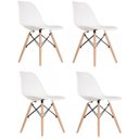 Ver imagem 4 de Conjunto Sala de Jantar Mesa Madeira Maciça Tampo Vidro com 6 Cadeiras Eames Yescasa Branco/Marrom