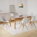 Ver imagem 1 de Conjunto Sala de Jantar Mesa Madeira Maciça Tampo Vidro com 6 Cadeiras Eames Yescasa Branco/Marrom