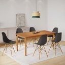 Ver imagem 1 de Conjunto Sala de Jantar Mesa Madeira Maciça com 6 Cadeiras Eames Espresso Móveis Marrom/Preto