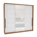 Ver imagem 2 de Guarda-roupa Casal Lisboa 3 Portas 4 Gavetas com Espelho Freijó/branco - Politorno