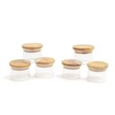 Ver imagem 1 de Kit de 6 Potes Vidro Herméticos com Tampa Bambu 110ml Oikos Condimentos Temperos Cozinha