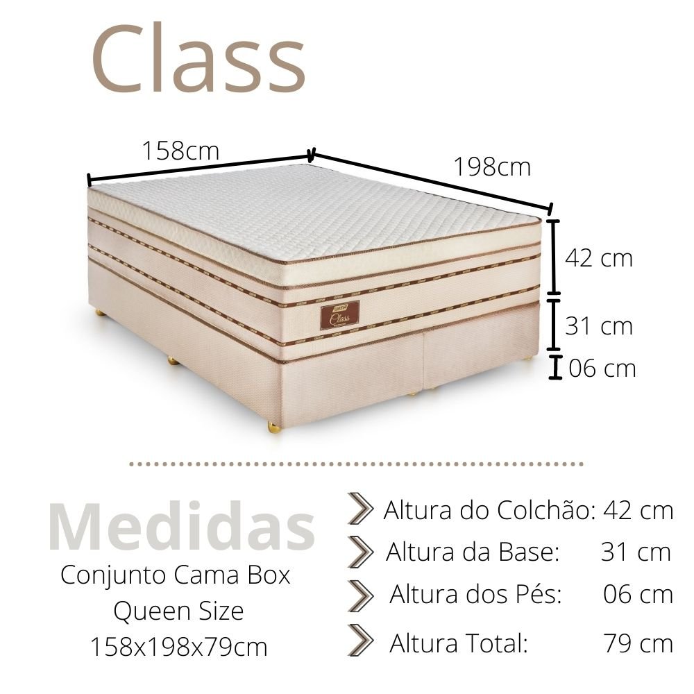 Cama Box Casal Queen Size 158x198x79cm Class Gazin Colchões Megasul - 6