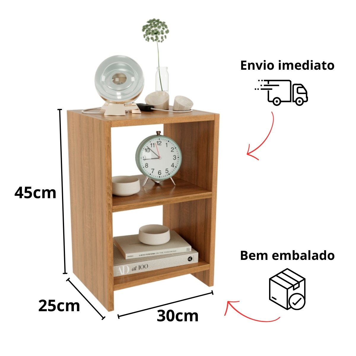 Mesa de Cabeceira Nicho Quarto Casal Decoração Lateral Retro - 3