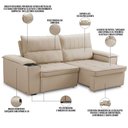 Ver imagem 2 de Sofá Retrátil Reclinável 3 Lugares Sala de Estar 250cm Hilst F04 Linho Bege - Lyam Decor