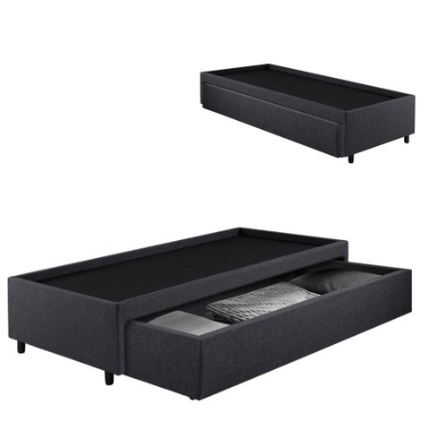Base Box Cama Viúva com Gaveta Sapateira para Colchão 120x203 Cm Linho