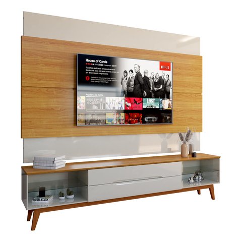 Rack com Painel Limit 1.8 Off White com Nature - Móveisaqui