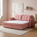 Ver imagem 1 de Sofá Cama Casal Montreal com Colchão Fixo em Linho Rosa