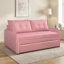 Ver imagem 2 de Sofá Cama Casal Montreal com Colchão Fixo em Linho Rosa