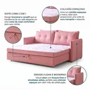 Ver imagem 5 de Sofá Cama Casal Montreal com Colchão Fixo em Linho Rosa