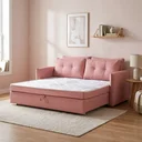 Ver imagem 1 de Sofá Cama Casal Montreal com Colchão Fixo em Linho Rosa