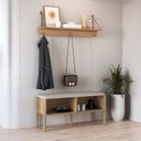 Ver imagem 7 de Sapateira Banco Estofada 93cm Pé Madeira Oslo Bege/Hanover