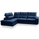 Ver imagem 1 de Sofá 3 Lugares Retrátil Reclinável Chaise Esquerdo 258cm Bergen F04 Veludo Azul - Lyam Decor