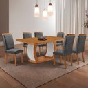 Ver imagem 1 de Mesa de Jantar Milena 180cm Tampo MDF Canto Copo Laminado e 6 Cadeiras Lorena