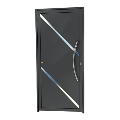 Porta Alumínio Lambril Duna c/Puxador D.Cinza 90 Brimak