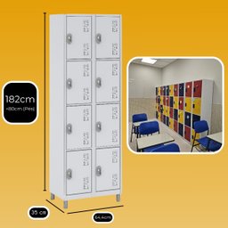 Armário Roupeiro Aço M 8 Portas Pequenas Cor W3 - 10108 Cor:cinza - 2