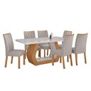 Ver imagem 2 de Conjunto Sala de Jantar Mesa Easy Tower 170x90cm Mdf/vidro com 6 Cadeiras Confort Veludo Amendoa/off