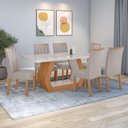 Ver imagem 1 de Conjunto Sala de Jantar Mesa Easy Tower 170x90cm Mdf/vidro com 6 Cadeiras Confort Veludo Amendoa/off