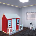 Ver imagem 4 de Casinha de Brinquedo com Cercado e Cortinas Vermelho/Branco - Criança Feliz