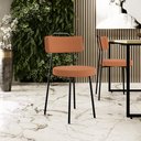 Ver imagem 2 de Cadeira Decorativa Estofada Para Sala De Jantar Barcelona L02 Bouclê Terracota - Lyam Decor