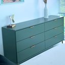 Ver imagem 3 de Comoda 158 Cm 6 Gavetas Pes Madeira Dm243 Verde Oliva Dtall Verde Oliva