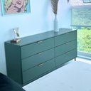 Ver imagem 2 de Comoda 158 Cm 6 Gavetas Pes Madeira Dm243 Verde Oliva Dtall Verde Oliva