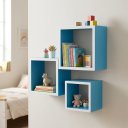 Ver imagem 1 de Nicho Azul Kit 3 Pecas Decoracao Quarto Bebe Prateleira Parede MDF Quarto Menino