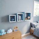 Ver imagem 3 de Nicho Azul Kit 3 Pecas Decoracao Quarto Bebe Prateleira Parede MDF Quarto Menino