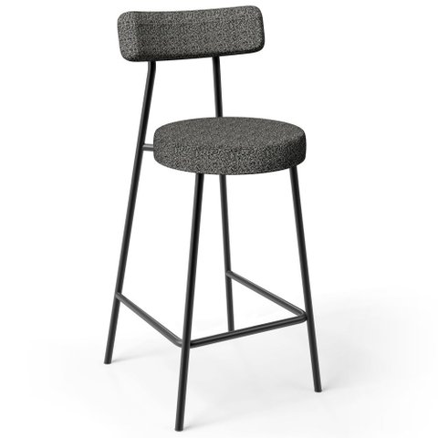 Banqueta Baixa para Cozinha Sala de Jantar Bar Bancada Milão L02 Linho Mescla Chumbo - lyam decor 