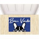 Ver imagem 1 de Tapete Capacho Vinil Bem Vindo Bulldog Pets para Decoração.:azul Royal