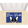Tapete Capacho Vinil Bem Vindo Bulldog Pets para Decoração.:azul Royal - 1