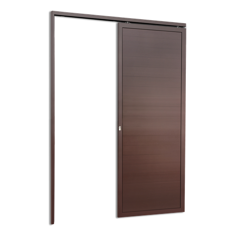 Porta de Correr Suspensa Lambril Esq L.25 Marrom Corten 210x90 Brimak