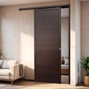 Ver imagem 2 de Porta de Correr Suspensa Lambril Esq L.25 Marrom Corten 210x90 Brimak