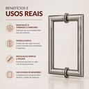 Ver imagem 6 de Puxador Box Inox Escovado Alça Quadrada 22x13cm para Porta de Vidro