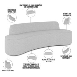 Sofá 3 Lugares Sala de Estar Cancún D02 Linho Cinza Escuro 180 cm C-416 - Lyam Decor - 3 Sofá 3 Lugares Sala de Estar Cancún D02 Linho Cinza Escuro 180 cm C-416 - Lyam Decor - 3