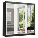 Ver imagem 2 de Guarda-Roupa Casal Madesa Reno 3 Portas de Correr de Espelho Preto/Branco Cor:Preto/Branco