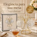 Ver imagem 5 de Jogo 6 Xícaras Chá Melina 180ml com Suporte Dourado
