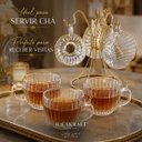 Ver imagem 3 de Jogo 6 Xícaras Chá Melina 180ml com Suporte Dourado