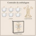 Ver imagem 6 de Jogo 6 Xícaras Chá Melina 180ml com Suporte Dourado