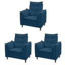 Ver imagem 1 de Kit 03 Poltronas Isa Escritório Consultório Recepção Suede Azul Marinho - Mabe Magazine