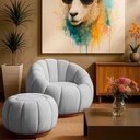 Ver imagem 4 de Poltrona Orgânica Fixa com Puff Nuvem Boucle Cinza Claro Loja Sheep
