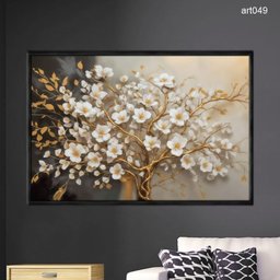 Quadro Decorativo - Arvore Dourado Branco Luxo Ouro Art049 - Vidro com Impressão Uv - 60x40cm - 2