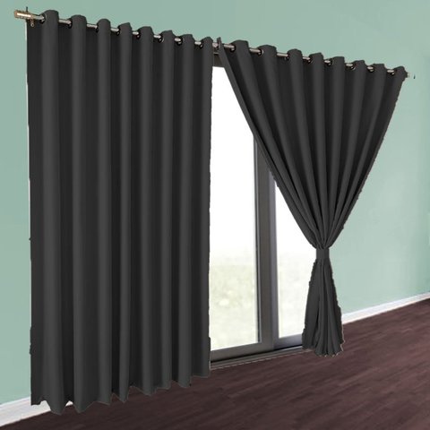 cortina pé direito Brenda ilhios 5,50 x 4,30 de varão preto